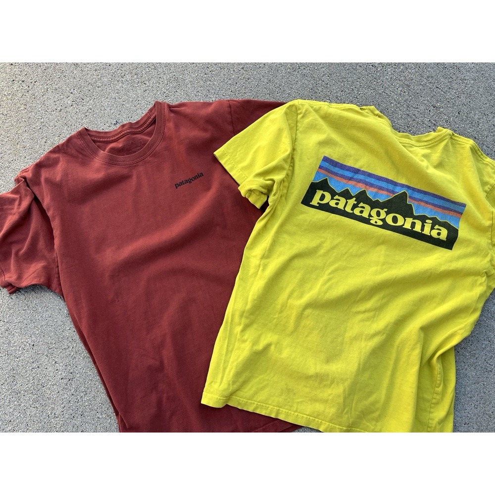 Lot Of 2 Patagonia Size Small Men's Salt Shirts Yellow Rust